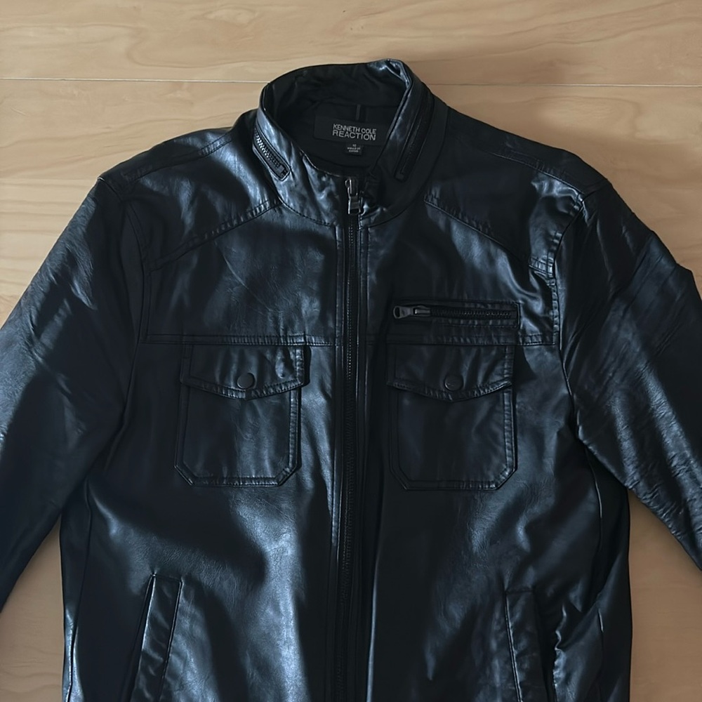 Kenneth Cole faux leather moto jacket
